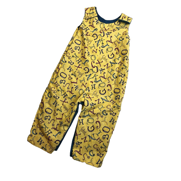 Long Romper Joh Joh Button Shoulder Pants Unisex 18 - 24 Mos Blue Reversible - Picture 2 of 11